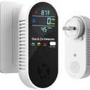 NICGOL 4 in 1 Upgraded Natural Gas Leak Detector and Carbon Monoxide Detectors, Dual Sensor Gas Leak Detector & Carbon Monoxide Detectors Plug in (Temperature & Humidity) for Home, RV (Black)