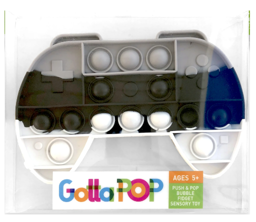 GottaPop 5.5" Pop It Fidget Toy Party Favors, (3 Rainbow Stars, 2 Gray and Black Controller) (Pack of 5)