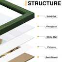 DecorUhome Solid Oak Wood 16x20 Picture Frame, Display Pictures 11x14 with Mat or 16x20 without Mat, Wall Hanging Poster Frame, Green, 1 Pack