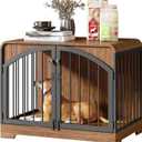 31.5" Farmhouse Dog Crate Furniture for Small Dogs, Decorative Pet House End Table, Wooden Dog Kennel Furniture Indoor, Retro Brown