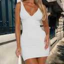 Summer Bodycon Dresses for Women Sexy Deep V Neck Short Dress (M)