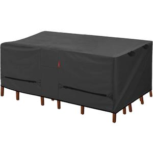 Porch Shield Patio Table Cover - Waterproof Outdoor Dining Table and Chairs Furniture Set Cover Rectangular - 96 x 48 inch, Black