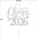 Silver Glitter Cheers to 2026 Cake Topper - Happy New Year Cake Topper, Hello 2026, Happy 2026 New Years Eve Party Supplies