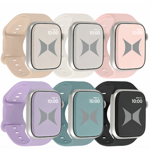 Smart Watch Soft Silicone Band 6-Pack, Small, Waterproof, New Buckle Design, 38/40/41mm, Compatible with Apple Watch, For Women/Men, Black/Pink Sand/Stone/Gray/Cactus/Dark Cherry 