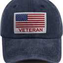 The Veteran Hat for Men Women, Funny Adjustable Cotton Embroidered Military Baseball Cap (One Size, Navy)