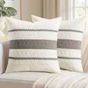 Woaboy Set of 2 Decorative Pillow Covers Boho Farmhouse Couch Throw Pillows Modern Cotton Cushion Covers Macrame Woven Spring Home Decor for Bed Sofa Chair 18x18 Inch Gray