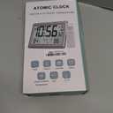 Atomic Clock Wall with Indoor/Outdoor Temp, Battery Operated Digital Wall Clock with 10.5" Large LCD Display, 330ft Range Desk Table Clock with Alarm, DST, Calendar for Living Room Bedrooms, Black