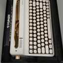 YUNZII QL75 Wireless Typewriter Hot Swap Retro Mechanical Keyboard,Punk Round Keycaps,RGB Backlit QMK/VIA Programmable, Multi-Device Keyboard with 2.4GHz/Type-C/BT5.0 (White, Cocoa Cream V2 Switch)