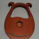 LIEKE Lyre Harp 16 Metal Strings,Mahogany Body and Copper Saddle,Mini Harp instrument Gift with Bag Tuning Wrench for Beginner Musician
