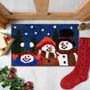 Quimoy Christmas Bath Mat, Non Slip Washable Snowman Bathroom Rugs, Shaggy Christmas Bath Rug for Winter Bathroom Decor