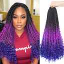 Goddess Box Braids Crochet Hair With Curly Ends 18 Inch Bohomian Box Braids Crochet Braids 8 Packs 3X Crochet Braids for Black Women (18 Inch (Pack of 8), M1B purple Blue)