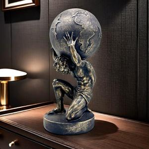 10.5 Inch Bronze Greek Atlas Holding World Statue Sculpture Figurine Home Office Living Room Desktop Display Decor Decorative Decoration
