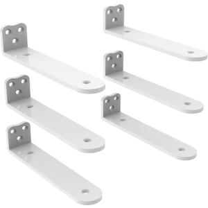 Eurydice Heavy Duty Floating Shelf Brackets, 1/4 inch Thick L Brackets, (6 In 6 Pack White), Holds 200 lb, Rounded Arc Edge, One-Piece, 3 Hole Mounting For Wood Shelves in Kitchen, Garage, Office, DIY