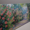 CHATYOUNG Framed Canvas Wall Art, Large Landscape Wall Painting 24"X48" Blooming Roses Spring Wall Art Green Plant Pictures for Living Room Bedroom Kitchen Home Decor Gifts for Women