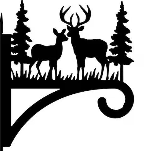 Deer and Tree Weather Resistant Metal Hanging Plant Brackets, 2 pack