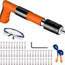 Concrete Nail Gun Kits with 50 Pcs Nails Manual Wall Fastening Tool Concrete Steel Nail Gun 4 Gears Power Adjustable Wall Nail Shooting Machine (Orange)