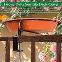 Deck Mounted Bird Bath for Railing,Vivid Terracotta Finish,Detachable Bowl & Heavy Duty Adjustable Clamp Rust-Proof 11.5 Inch Metal Bird Feeder for Balcony,Patio,and Garden(Oriole Orange)