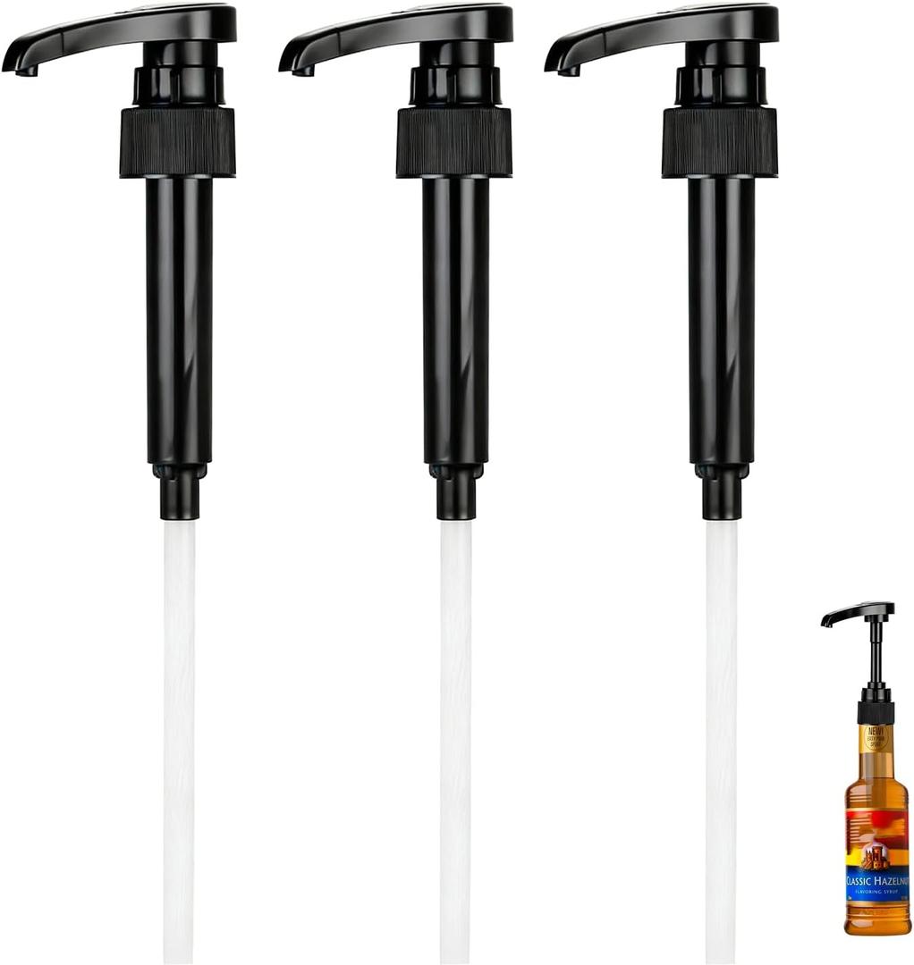 3 PCS Syrup Pump Compatible with Jordans Skinny and Torani, Coffee Syrup Pump Dispenser, Fits 350ml/12.7 Oz Bottles, Accurate Dispensing, with Lockable Design, Easy to Use and Clean, for Syrups Bottle