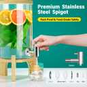 1.2 Gallon Glass Drink Dispenser For Parties, beverage dispenser with Bamboo wood stand And Stainless Steel Spigot, Juice or lemonade dispenser Laundry Detergent Dispenser (2 PACK) (EXP 12/29/29)