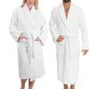 Classic Turkish Towels CTT - Luxury 100% Turkish Cotton Terry Cloth Bath Robe for Women & Men, 400 GSM Soft & Plush Long Robe (Large, White)
