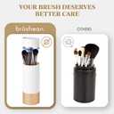 UVC Sanitizer with Ozone, Makeup Brush Holder, One Touch for Open, Dustproof Make Up Supplies Organized Storage, Stylish and Durable Design (Standard, White/Rose Gold)