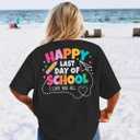 Last Day of School Shirt Women - Teacher Life Shirts Pencil Graphic Tee Graduation Gift Short Sleeve Tee Tops (Black, S)