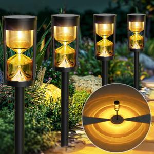 GIGALUMI Solar Path Light 8 Pack, Waterproof Outdoor Solar Powered On/Off Lantern with Hourglass Light for Garden Lawn Yard Patio