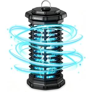 Minimoon Bug Zapper Outdoor 4000V Powerful Electric Mosquito Zapper, 15w Fly Trap Outdoor, IPX4, Corded Fly Zapper for Indoor, Yard, Backyard, Patio, Camping (Black)