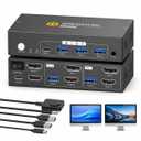 8K@60HZ HDMI Displayport KVM Switch 2 Monitors 2 Computers