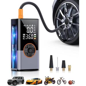 Tire Inflator Portable Air Compressor, 2X Faster Portable Air Compressor with 25000mAh Battery, 150PSI Cordless Air Pump for Car, Motorcycle, Bicycle and More (Grey)