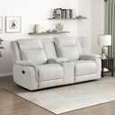 Lexicon Manual Double Reclining Loveseat, Polished Microfiber Manual Wall Hugger Loveseat Recliner for Living Room, Center Storage Console/Cup Holders, Easy Assembly, Beige