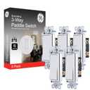 GE Grounding Paddle Rocker Switch 5 Pack, 3 Way, In Wall On/Off Power Switch Replacement for Ceiling Fans & Lights, 15 Amp, Great for Home, Office & Kitchen, UL Listed, White, 44026
