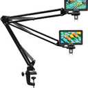 Hayve Microscope Arm StandAdjustable Metal Bracket with Clamp and Grommet BaseCoin Microscope Mount Compatible with Model DM4 DM9 MS1 MS3& Most 4.3'',7'' Digital Microscopes (1.37inch(for DM9-H))