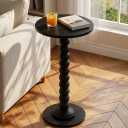 Small Round Side Table, 12" Drink End Table for Small Spaces, Black, 11.81" x 11.81" x 21.57"