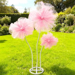 WARMALL 3PCS Giant Flowers for Decoration, 5.9Ft Large Artificial Silk Flower with Stems and Stands, Wedding Party Banquet Graduation Home Garden Shop Window Photography Props Background DecorPink