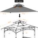 Ontheway 5FT x 8FT Double Tiered Replacement Canopy Grill BBQ Gazebo Roof Top Gazebo Replacement Canopy Roof (Grey)