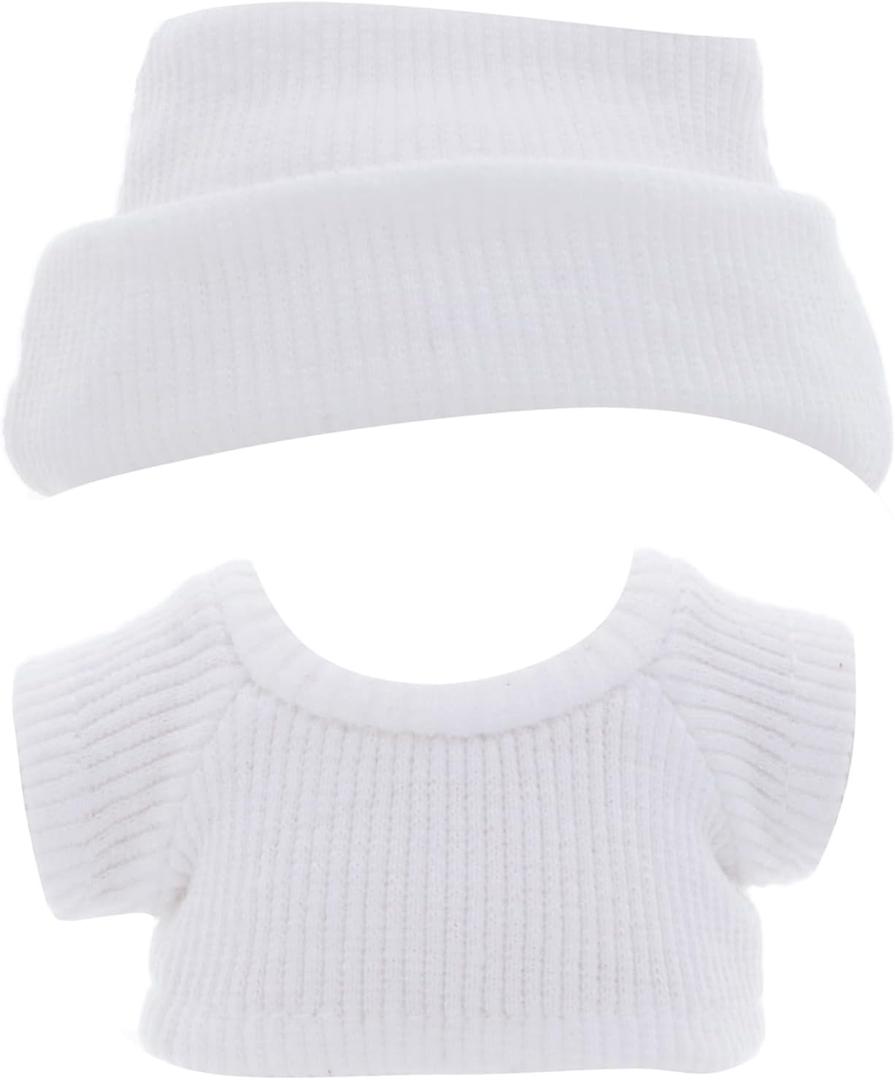 4 x Etistta 17cm Doll Clothes with Cap, Knit Top Hat Clothes for 17cm Doll Accessories Outfits (White)