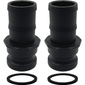 2PCS Camlock Fittings Poly E-100 1" Type E Standard Couplings Cam lock Fittings Polypropylene Cam Groove Fitting Male Camlock with a Hose Shank (1 inch, Type E)