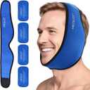 LotFancy Face Ice Pack Wrap for TMJ, Wisdom Teeth, with 4 Reusable Hot Cold Therapy Gel Packs, Pain Relief for Head, Oral and Facial Surgery, Dental Implants, Blue