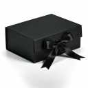 Gift Box | Black Magnetic Gift Box with Ribbon Closure, Foldable Paper Packaging Box for Birthday Wedding Anniversary and Special Occasions, 23 x 16 x 10 cm