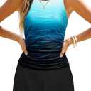 Daci Womens Tankini Swimsuits with Skirt - Two Piece Tummy Control Bathing Suits High Neck Swimwear (S)