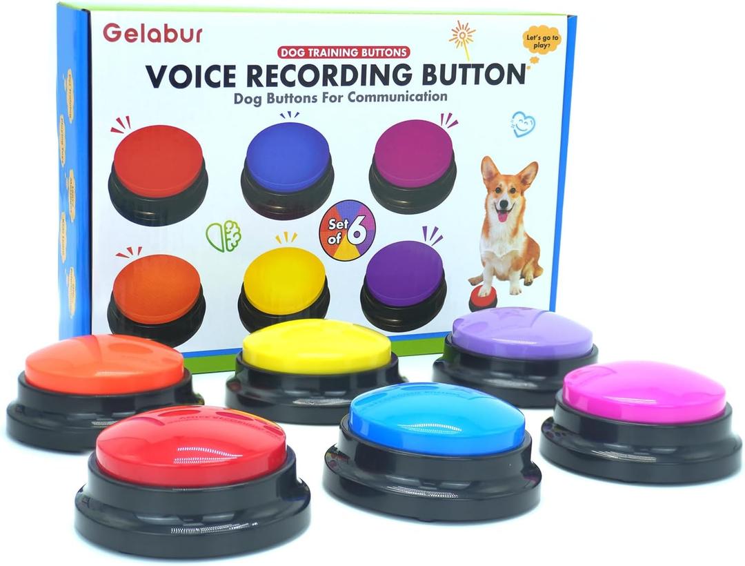 Set of 6 Dog Buttons for Communication, Voice Recordable Buttons for Classroom, Dog Training Talking Buttons Starter Set, Pet Easy Speaking Buttons Tools