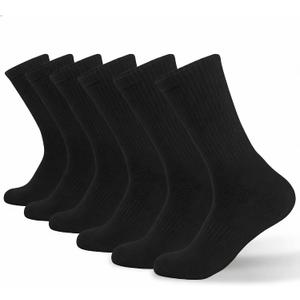 Men's Crew Socks, White Socks Men,Cushioned Cotton Athletic Arch Support Moisture Wicking,1-Pairs Premium Trial Pack (Black)