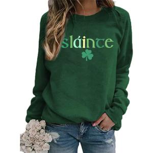 St Patricks Day Sweatshirt Women St Patricks Day Shirt Funny Shamrock Sweater Irish Lucky Long Sleeve Pullover Tops (Green, XL)