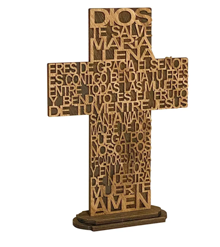 12 Inch 6 Pack Rustic Wood Crosses María Torched Wooden Tabletop Cross Rustic Standing Cross for Religious Church Décor Prayer Gifts
