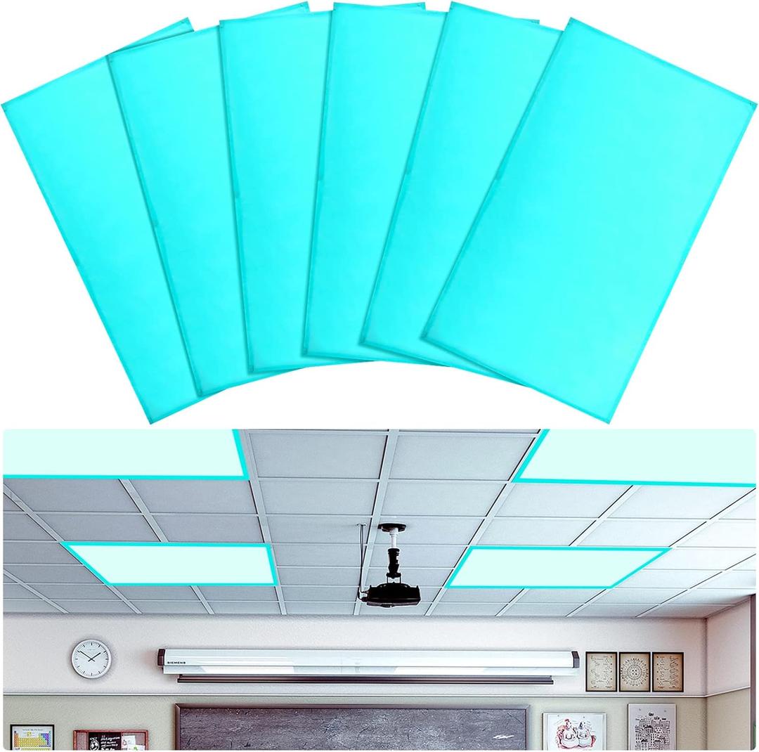 Tuanse 6 Packs Magnetic Light Covers Filters Calming Ceiling Light Covers Decor for Ceiling Lights Classroom Office School(Blue)