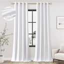 Jowels White Linen Blackout Curtains 120 Length 2 Panels Set for Living Room Bedroom, 100% Black Out Thermal Insulated Linen Drapes, Room Darkening Grommet Curtains 120 Inches Long