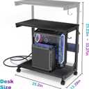 Height Adjustable Computer Tower Stand with Charge Station and USB Charging Port, 2-Tier ATX-Case Cart, Under Desk Mobile PC Stand, CPU Holder Cart with Locking Caster Wheels for Fits Most PC