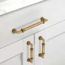 Asidrama 10 Pack 5 Inch(128mm) Brushed Antique Brass Cabinet Pulls, Kitchen Aged Brass Cabinet Handles Vintage Hardware for Cupboard Drawer
