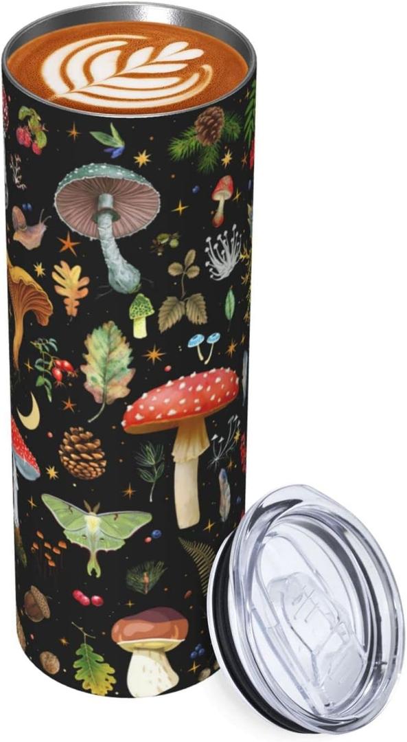 Mushroom Mug Cup Mushroom Tumbler Mushroom Gifts 20oz Coffee Mug Insulated Travel Cup With Leakproof Lid, Stainless Steel Reusable Tumbler For Hot And Cold Water Coffee